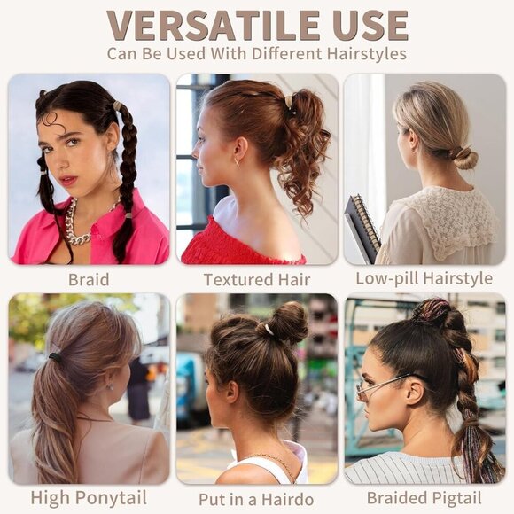 Black Hair Ties Extra Thick 100 Count Seamless Ponytail Holders for Women